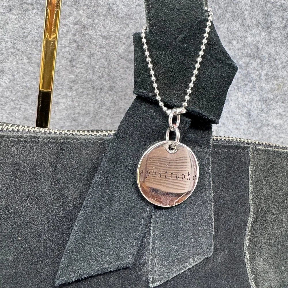 Vtg Y2K Apostrophe Black Suede Leather Shoulder Bag Boho Bohemian Minimalist